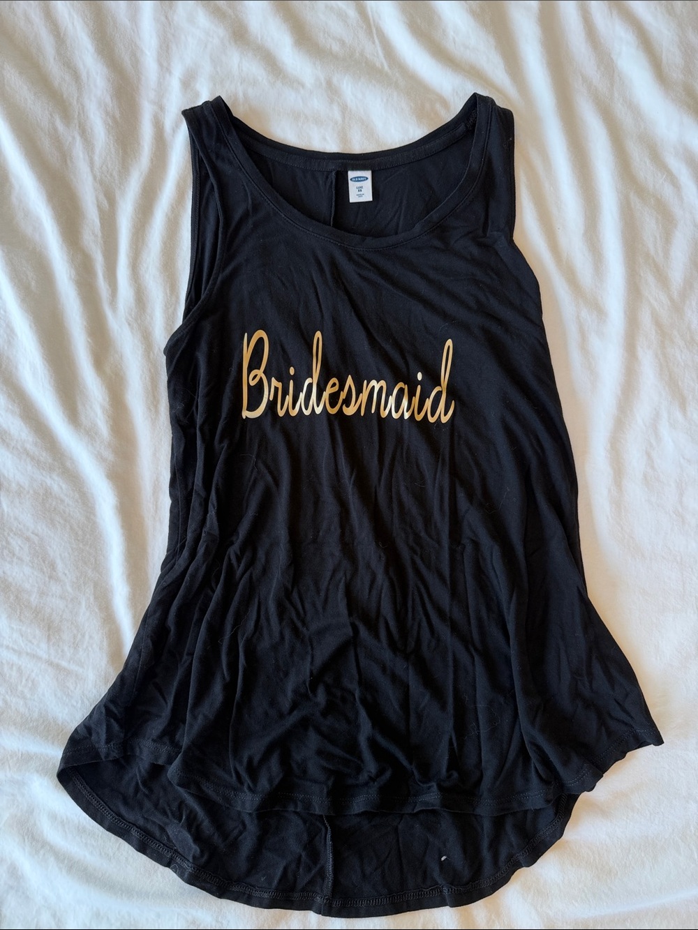 Bridesmaid Black Tank Top with Gold Script  XS Old Navy
